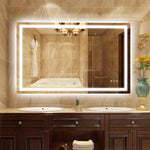 Miroir de salle de bain LED SUMERAIN 48 x 30 pouces avec lumières, éclairage arrière + avant, miroir de maquillage éclairé à 3 températures de couleur pour mur, anti-buée, luminosité réglable, fonction mémoire, verre trempé