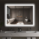 Miroir de maquillage éclairé Sumerain 40 x 30 pouces pour mur de salle de bain, miroir LED anti-buée intelligent à luminosité réglable avec éclairage avant et arrière, 3 modes d'éclairage, fonction mémoire