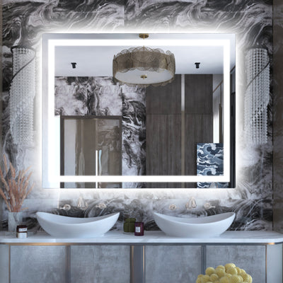 Miroir de salle de bain LED SUMERAIN 40 x 32 pouces, miroir de maquillage anti-buée pour mur, fonction mémoire, miroir de salle de bain éclairé à 3 couleurs avec verre trempé, certifié ETL