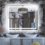 Miroir de salle de bain LED SUMERAIN 40 x 32 pouces, miroir de maquillage anti-buée pour mur, fonction mémoire, miroir de salle de bain éclairé à 3 couleurs avec verre trempé, certifié ETL