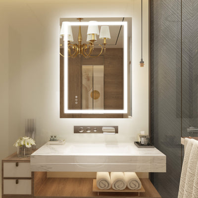 Miroir de salle de bain éclairé LED SUMERAIN 24 x 36 pouces pour mur, miroir de vanité intelligent anti-buée avec 3 températures de couleur, luminosité dimmable et verre trempé, certifié ETL