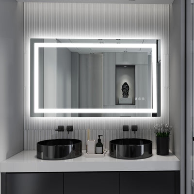 Miroir de salle de bain LED SUMERAIN 40 x 24 pouces avec lumières, miroir de vanité mural, 3 températures de couleur, miroir de salle de bain éclairé avec verre trempé, fonction mémoire, certifié ETL
