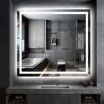 Miroir de salle de bain LED SUMERAIN 40 x 36 pouces avec lumières, éclairage avant et arrière, miroir de maquillage à intensité variable sans palier avec 3 températures de couleur pour mur, anti-buée, fonction mémoire, verre trempé incassable