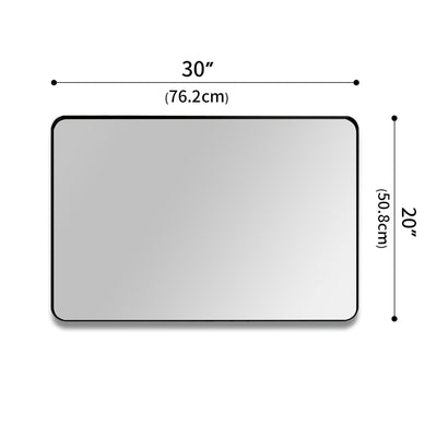Miroir de salle de bain SUMERAIN noir mat, miroir mural en verre trempé 20x30 pouces avec coins arrondis, se suspend horizontalement ou verticalement