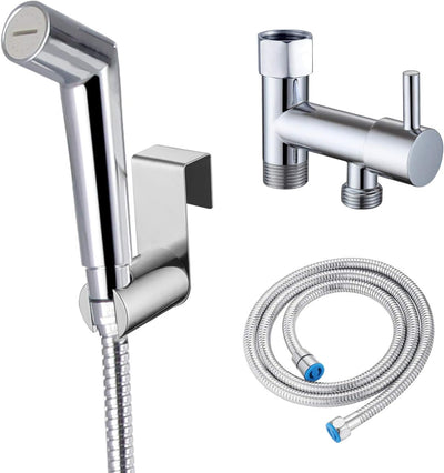 Kit de pulvérisateur à main avec jet réglable pour toilettes, conception à double fermeture, finition chrome