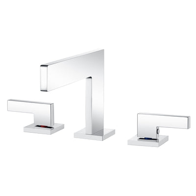 Robinet de salle de bain à montage large 8 pouces Sumerain chrome, robinet de lavabo cascade à deux poignées, montage 3 trous avec conduites d'alimentation