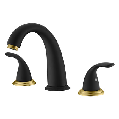 SUMERAIN Robinet de baignoire romaine à 2 poignées avec valve, finition noire et dorée