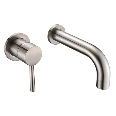 SUMERAIN Robinet de baignoire Nickel brossé Remplisseur de baignoire mural Poignée simple pour gaucher