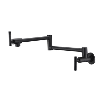 Robinet de remplissage de casserole mural pliant Sumerain noir mat, robinet de cuisine à bras oscillant double articulation