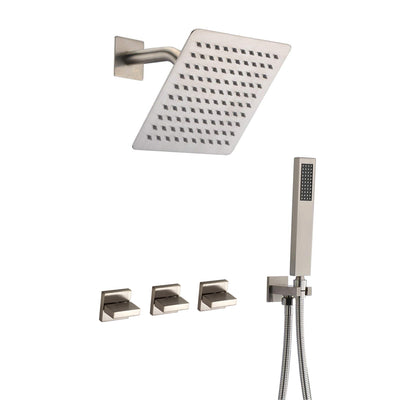 Système de robinet de douche à 3 poignées, ensemble de robinet de douche en nickel brossé avec valve, SUMERAIN