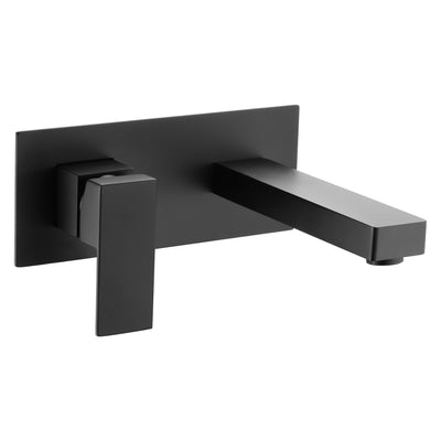 sumerain Robinet de salle de bain noir mat, robinet d'évier mural à poignée unique et valve brute incluse, design pour gaucher