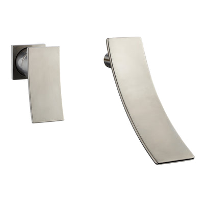 sumerain Robinet de salle de bain cascade en nickel brossé, robinet de lavabo à montage mural, conception pour gaucher