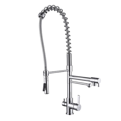 Robinet d'évier de cuisine à 3 voies Tri-Flow avec sortie d'eau potable filtrée, robinet de filtre à eau à 3 becs
