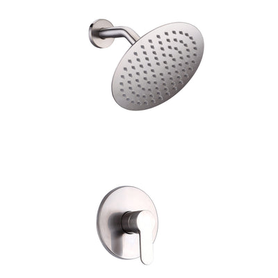 Robinet de douche en nickel brossé, valve brute en laiton massif à poignée unique avec bras de douche et pomme de douche