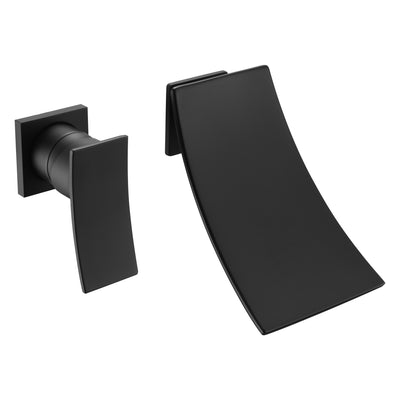 sumerain Robinet de baignoire noir cascade de remplissage de baignoire mural pour gaucher poignée unique