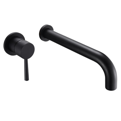sumerain Robinet de baignoire mural noir mat avec bec long, poignée simple pour gaucher