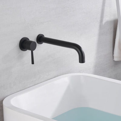 sumerain Robinet de baignoire mural noir mat avec bec long, poignée simple pour gaucher