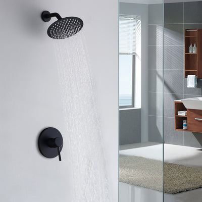 Robinet de douche mural, fonction unique et valve brute incluse, noir mat