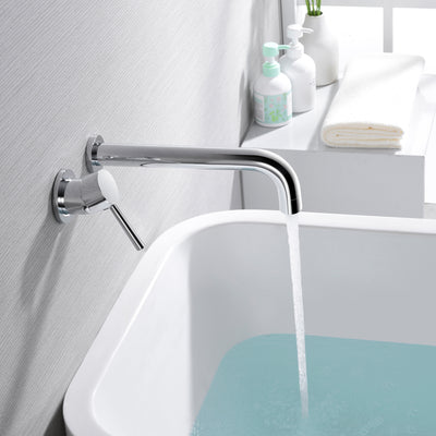 sumerain Robinet de baignoire mural chromé avec bec long, poignée simple pour gaucher