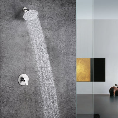 Robinet de douche en nickel brossé, valve brute en laiton massif à poignée unique avec bras de douche et pomme de douche