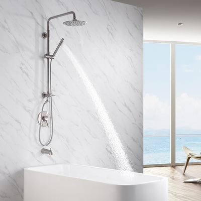 Systèmes de douche Sumerain en nickel brossé avec pomme de douche à effet pluie de 9 pouces 2,5 GPM