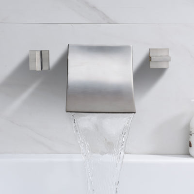Remplisseur de baignoire mural, robinet de baignoire cascade en nickel brossé, débit élevé