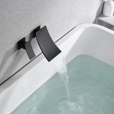 sumerain Robinet de baignoire noir cascade de remplissage de baignoire mural pour gaucher poignée unique