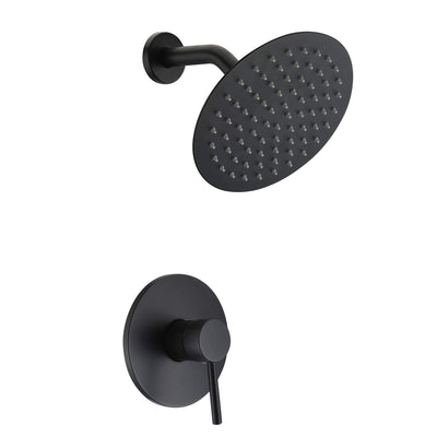 Robinet de douche mural, fonction unique et valve brute incluse, noir mat