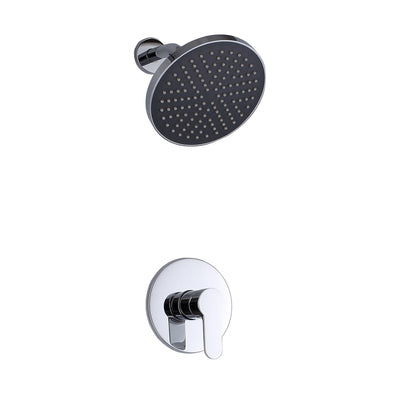 Ensemble de robinets de douche de salle de bains, pomme de douche ronde en plastique ABS de 8 pouces + corps de Valve brut en laiton, Chrome poli