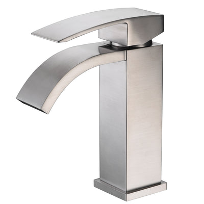 Robinet de salle de bain cascade, robinets de vanité finition nickel brossé