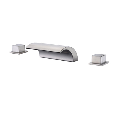 Robinet de baignoire romaine en nickel brossé, bec cascade pour débit élevé, valve et ensemble de garniture inclus