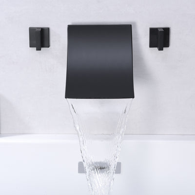 Extra High Flow Wall Mount Waterfall Bath Tub Filler Faucet Matte Black,SUMERAIN