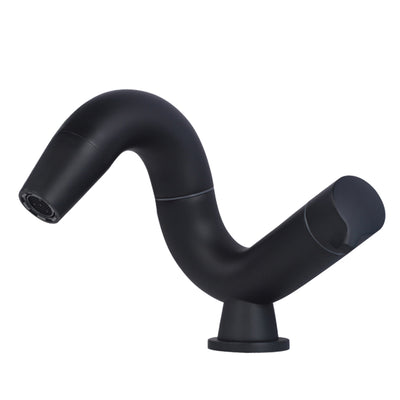 Robinet de salle de bain noir mat monotrou à poignée unique, bec pivotant