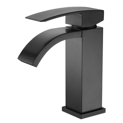 Robinet de salle de bains noir mat, robinet d'évier cascade monotrou