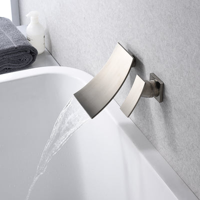 SUMERAIN Wall Mount Bathtub Faucet Brushed Nickel,Waterfall Wall Tub Mounted filler
