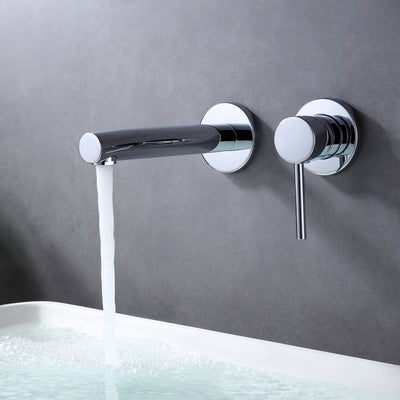 Wall Mount Faucet for Bathroom Sink, Modern Chrome Bathroom Faucet Single Handle with Brass Valve