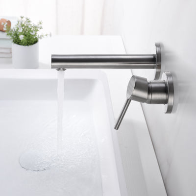 Robinet de salle de bain mural en nickel brossé, valve incluse