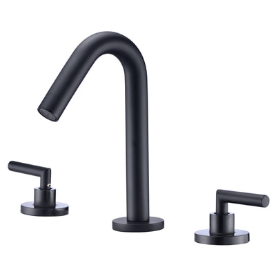 Robinet de salle de bain noir, finition noir mat, robinet d'évier à 3 trous largement répandu de 8 pouces
