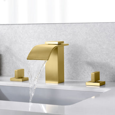 Trou balayé du robinet 3 de salle de bains de cascade d'or 8 pouces répandus