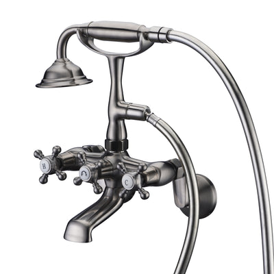 Robinet de baignoire sur pattes en nickel brossé, robinet de baignoire avec douche
