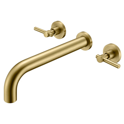 Robinet de remplissage de baignoire mural en or brossé à haut débit avec bec extra long et valve