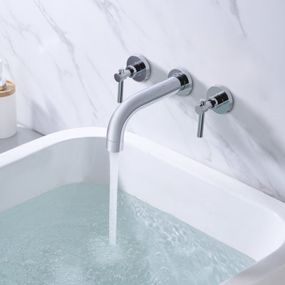 SUMERAIN Robinet de baignoire mural à 3 trous avec valve, finition chromée