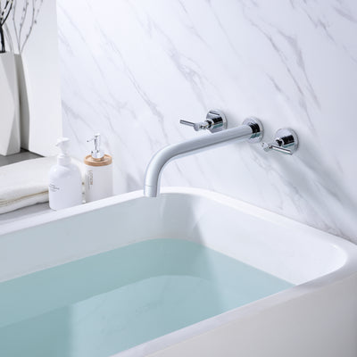 Robinet de baignoire mural pour salle de bain, bec extra long à haut débit, finition chromée