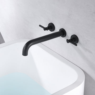 High Flow Rate Matte Black Wall Mount Tub Faucet