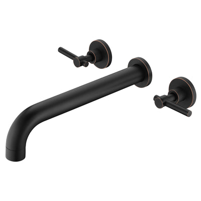 Robinet de remplissage de baignoire mural en bronze huilé à haut débit avec bec extra long et valve
