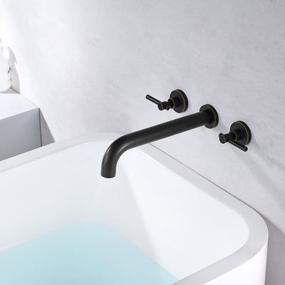 Robinet de remplissage de baignoire mural en bronze huilé à haut débit avec bec extra long et valve
