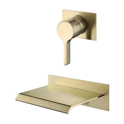 Robinet de remplissage de baignoire à montage mural cascade en or brossé Sumerain avec valve, débit élevé