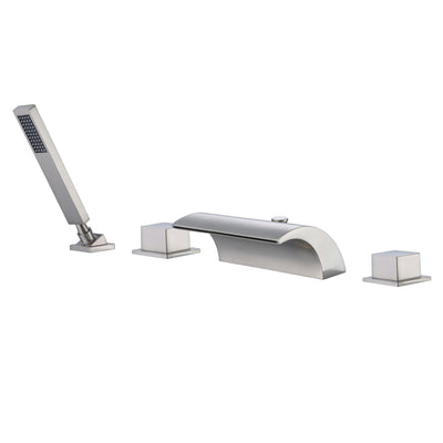 Robinet de baignoire à haut débit en nickel brossé avec pulvérisateur, bec de baignoire cascade avec inverseur