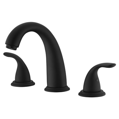 Robinet de baignoire romaine noir mat à deux poignées avec valve, robinet de baignoire à montage sur pont à 3 trous à haut débit