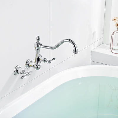 sumerain Robinet de baignoire vintage à montage mural 3 trous 8 pouces centre chrome